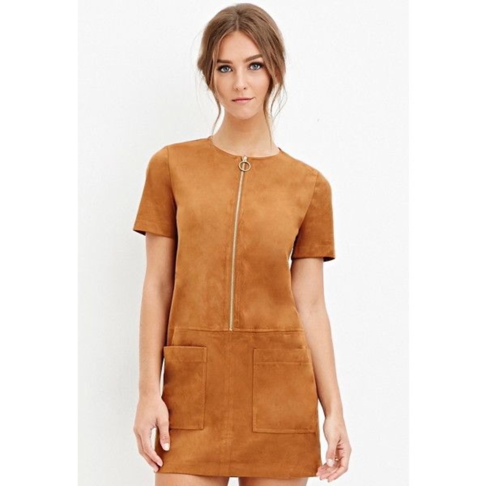 Rust faux suede mini dress size small